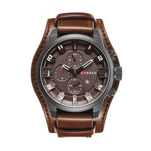 Executive Leather Quartz Watch – Bold Style for the Modern Gentleman