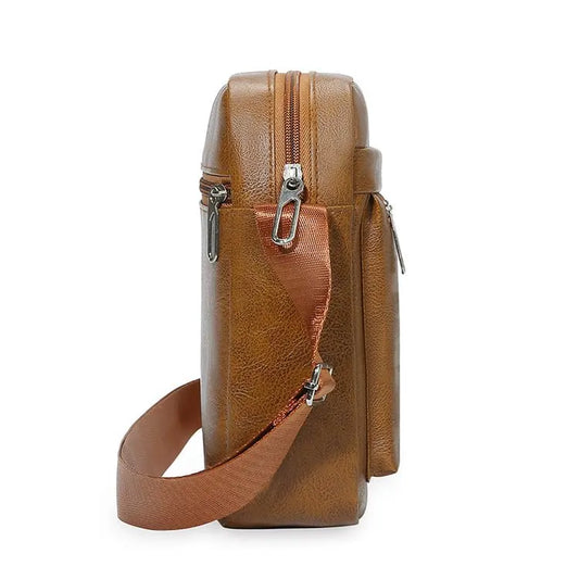 Men’s Vintage-Inspired Messenger Bag – Compact PU Leather with Timeless Appeal
